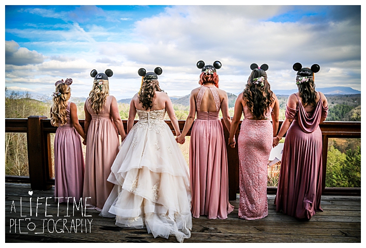 Disney inspired wedding bridal party bride bridesmaids Smoky Mountains Cabin rental